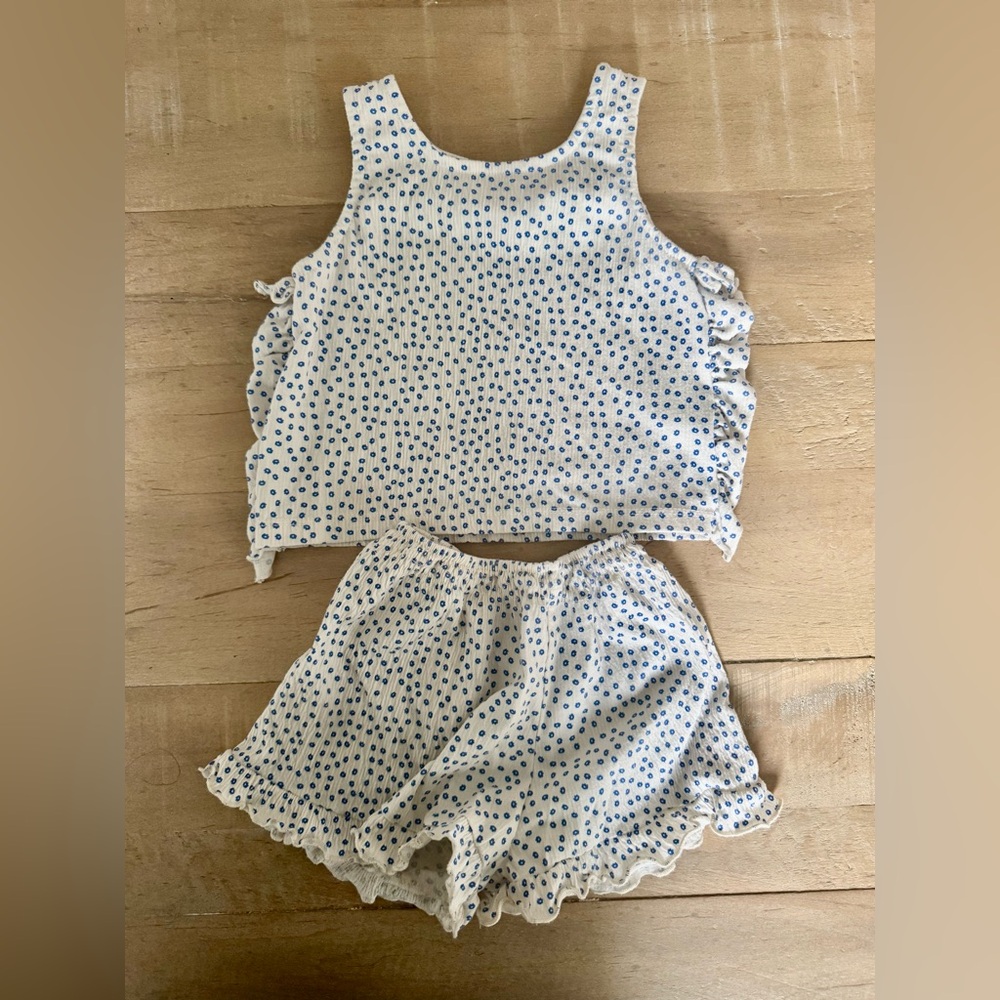 Zara Sleeveless RuffledTop and Shorts Set